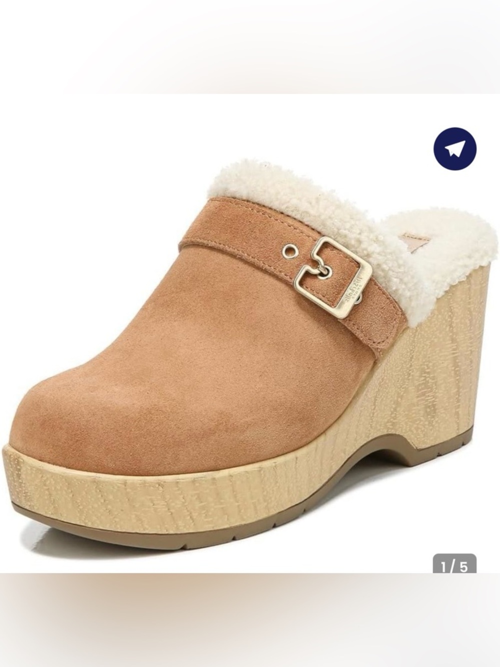 Dr. Scholl's Tan Suede Shearling Clog Mules